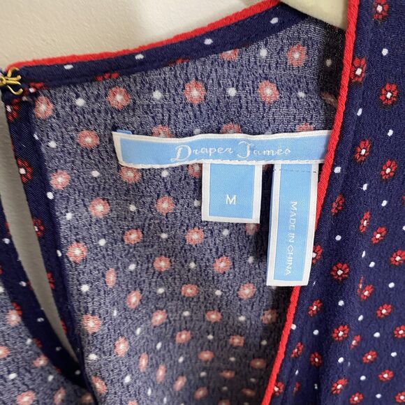 Draper James Self Tie Romper Jumpsuit Medium Navy Blue Red Floral RAW0009 - Picture 9 of 11